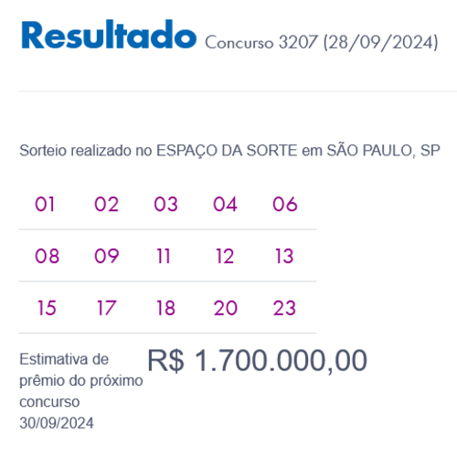 Resultado da Lotofácil 3207
